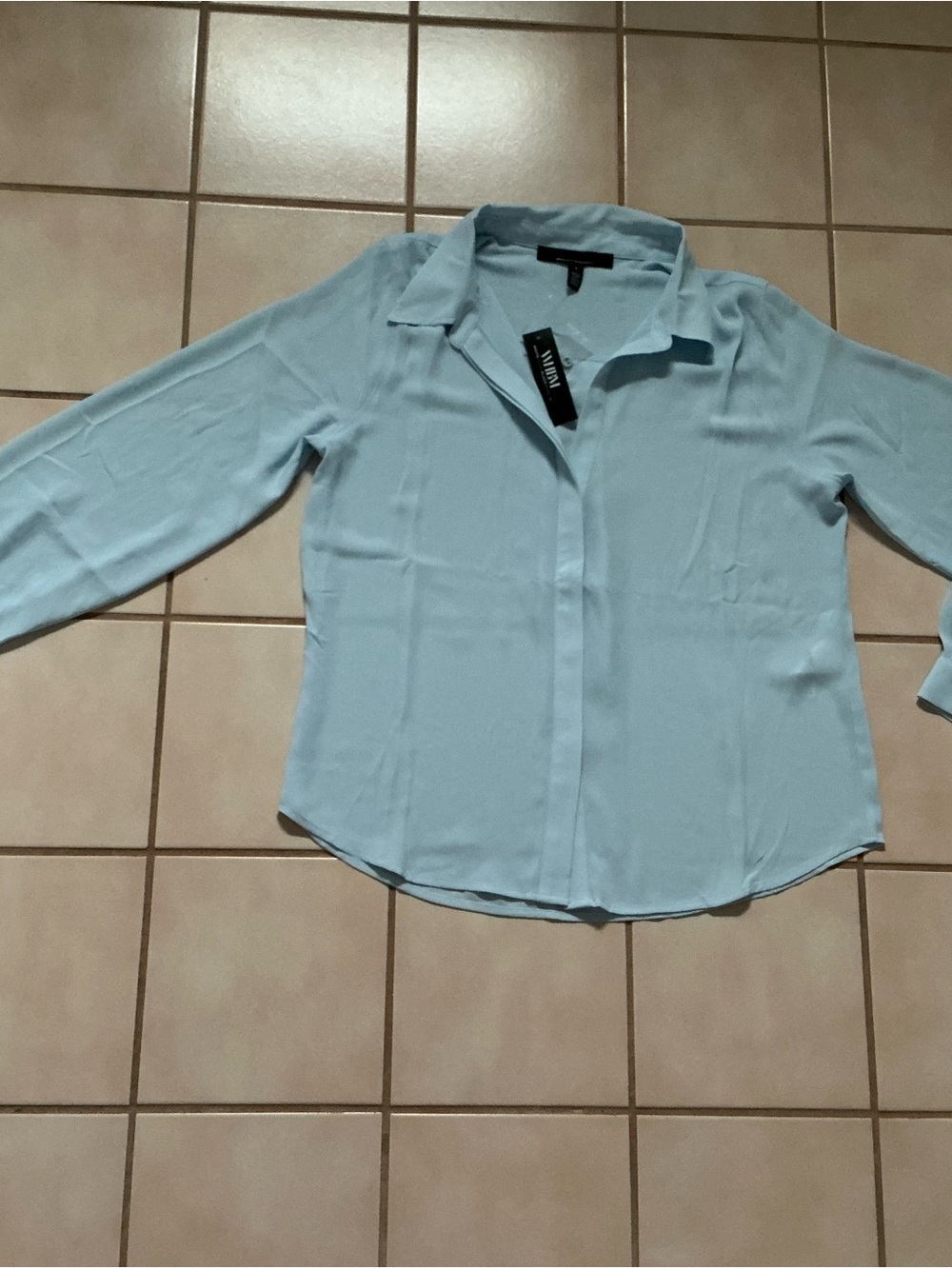 White House Black Market Button Down Long Sleeve Soft Shirt Sz S NWT! Blue Glass